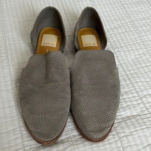 Dolce Vita Cody D'Orsay Perforated Suede Slip On Flats Grey